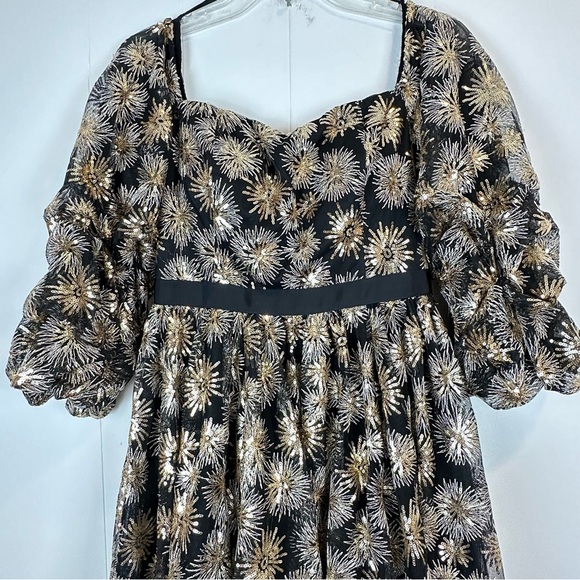 Zendaya Collection for Aqua Fireworks Dress Black Gold Sheer Hi-Low Size S - Picture 7 of 12